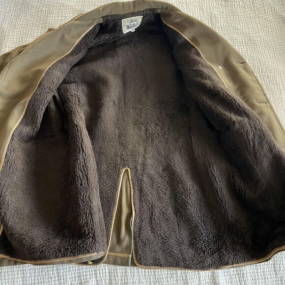 Vintage Woolrich Coat Mens 36 Brown Wool Sherpa Lined Heavy Outdoors Jacket 70s - Picture 4 of 12